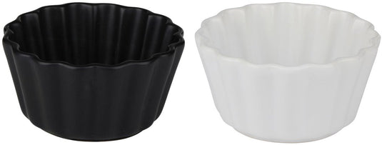 Alpina mini ovenschaaltjes keramiek – 2 stuks – tapas schaaltjes – 10 x 10 cm – zwart wit