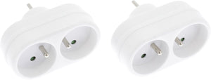 Exin verdeelstekker – domino – 2 x penaarde – wit – 2 stuks