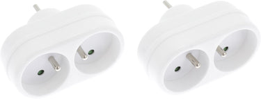 Exin verdeelstekker – domino – 2 x penaarde – wit – 2 stuks