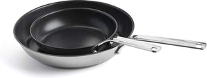 Kitchenaid stainless steel koekenpannenset 2-delig - 20 28cm - pfas-vrije antikleeflaag - pannenset inductie - keramische pan - ovenbestendig tot 160°c - zilver