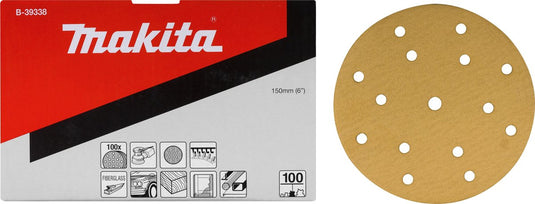 Makita accessoires makita b-39322 schuurschijf 150mm k80 yellow velcro
