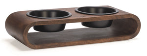 Beeztees designed by lotte melira voerbak drinkbak hond - dinerset eetbak waterbak hond - hout rvs - zwart - 2x 800 ml one size