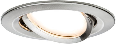 Paulmann led-inbouwlamp nova plus coin enkele lamp zwenkbaar rond 84 mm 50° coin 6w 470lm 230v dimbaar 2700k staal geborsteld