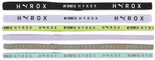 Puma x hyrox hairbands (6pcs) unisex haarbandjes - black- white-sunny lime-light lavender-intense mint