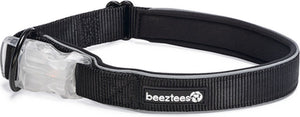 Beeztees safety gear parinca - hondenhalsband - led - nylon - zwart - 50-55x2,5 cm