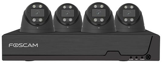 Foscam fn9108e-t4-2t kit beveiligingscamera set - 4 camera's - poe - 2tb geheugen - nachtzicht 20m - 5mp - zwart