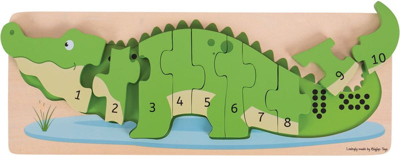 Load image into Gallery viewer, Bigjigs speelgoed houten puzzel 3d krokodil - bigjigs
