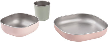 Béaba rvs maaltijdset – bord, kom bekertje – inox met antislip siliconen hoes – magnetronbestendig – vanaf 4 maanden