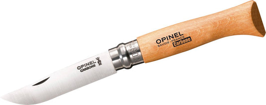 Opinel no.8 zakmes - carbonstaal hout - virobloc vergrendeling - 19,5 cm