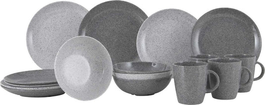 Gimex solid line servies - granite - grijs - 16-delig