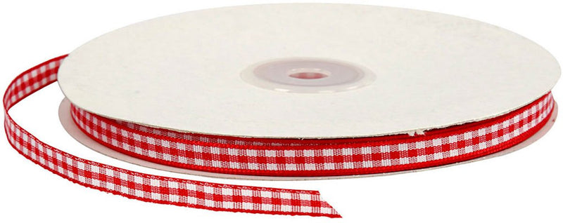 Load image into Gallery viewer, Creativ company geruit lint, b: 6 mm, rood wit, 50 m
