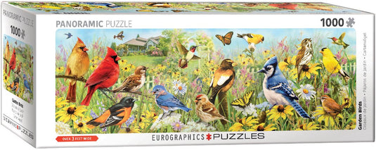 Eurographics - tuin vogels [garden birds] - greg giordano - 1000 stukjes 96×32cm (b×h) - panorama legpuzzel