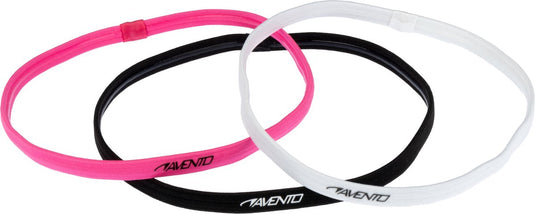 Avento sporthaarband elastiek - 3 stuks - roze zwart wit - antislip