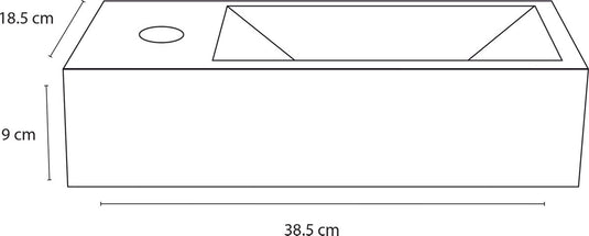 Differnz ravo fontein - 38.5x18.5x9.5cm - 1 kraangat links - keramiek wit