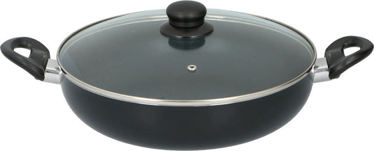 Alpina hapjespan - ø28cm - met glazen deksel - anti-aanbaklaag - alle warmtebronnen - aluminium glas