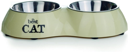 Beeztees best cat - dinerset kat - beige - 26,5x15x4,5 - 2x 160 ml