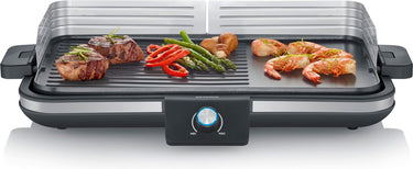 Severin pg 8564, plancha - tafelgrill - glad en geribbeld oppervlak - binnen en buiten - 230 °c