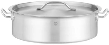 Hendi lage rvs kookpan 10,8 liter met deksel en gaten, ø 36 cm