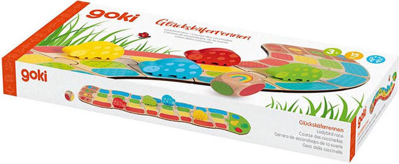 Load image into Gallery viewer, Goki houten lieveheerstbeestjesrace dobbel kinderspel
