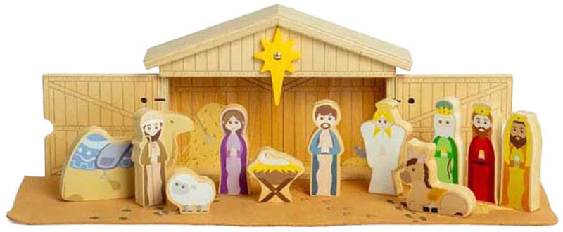 Load image into Gallery viewer, Bigjigs houten kerststal set, 13dlg.
