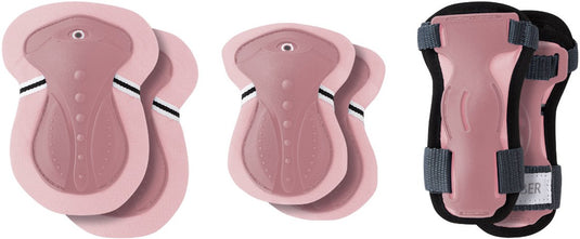 Globber 3-pack beschermset - junior protective - xs -6-10 jaar - >25kg - pastel roze - knie elleboog pols - voor steppen skaten fietsen