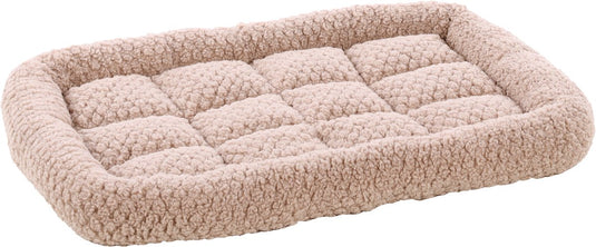 Flamingo hondenkussen – benchkussen – extra zacht hondenkussen 55 x 38 cm – geschikt voor hondenbench en kattenkussen – jacquard rechthoekig taupe