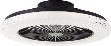 Brilliant badria - plafondventilator - met verlichting - led 40w - 3000k-6500k - dimbaar - zwart - crystal effect - zeer stil