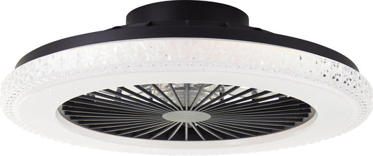 Brilliant badria - plafondventilator - met verlichting - led 40w - 3000k-6500k - dimbaar - zwart - crystal effect - zeer stil