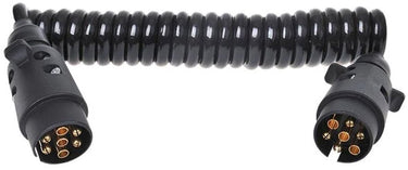 Proplus spiraalkabel - 3m - 2x stekker - 7-polig - pvc - zwart