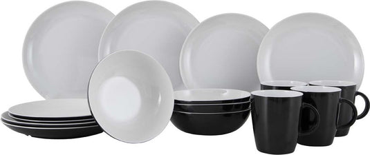 Gimex - solid line - servies - zwart wit - 16-delig