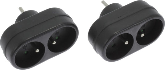 Q-link exin verdeelstekker - 2 x domino met penaarde - zwart