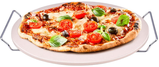 Alpina pizzasteen - pizza steen voor bbq en oven - ø33 cm - baksteen voor krokante korst - hittebestendige ovensteen