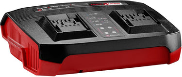 Einhell duo-lader - power x-change - 18 v - laadstroom 4a - geïntegreerde wandhouder - geschikt voor alle power x-change accu's