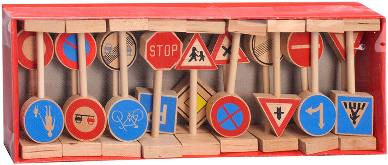 Load image into Gallery viewer, Playwood houten verkeersbordenset speelgoed - 18-delig - educatief.

