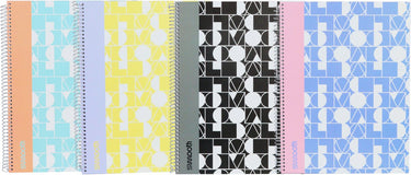 Ancor smooth spiraalboek a4 ruit hardcover - 4 stuks - assorti designs - an-113259-c