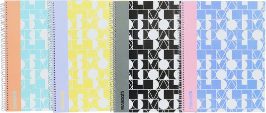 Ancor smooth spiraalboek a4 ruit hardcover - 4 stuks - assorti designs - an-113259-c