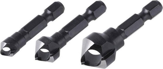 Wolfcraft - verzinkboor set - 3 verzinkboren ø 8 , 12 , 16 mm - zeskantschacht - 4375000