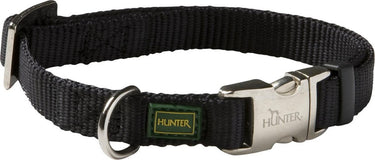 Hunter klikhalsband alu nylon soft - zwart - maat m 40-55 x 2 cm
