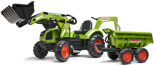 Falk claas trap tractor maxi set met lader graafmachine en aanhanger