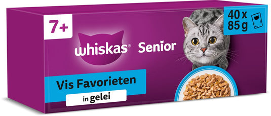 Whiskas kattenvoer - senior 7+ - vis selectie in gelei - 40x85g