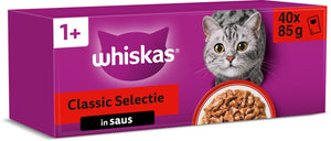Whiskas kattenvoer - adult 1+ - classic selectie in saus - 40x85g