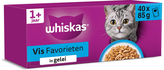 Whiskas kattenvoer - adult 1+ - vis selectie in gelei - 40x85g