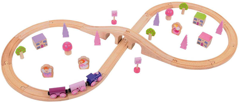 Load image into Gallery viewer, Bigjigs houten treinset roze 40-delig
