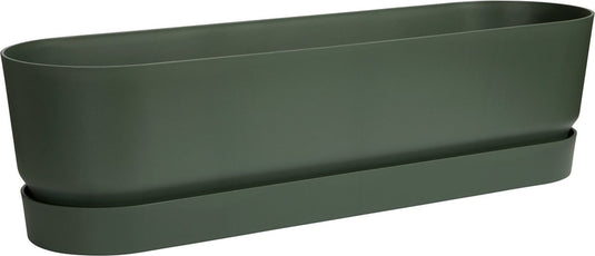 Elho greenville trough long 70 - plantenbak voor buiten - 100% gerecycled plastic - l79.0 x b19.5 x h18.5 cm - blad groen