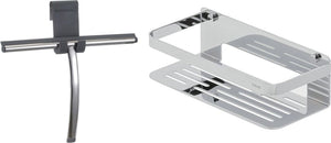 Tiger caddy - doucherek 24 cm met douchewisser inclusief glashaak - raamwisser - chroom