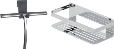 Tiger caddy - doucherek 24 cm met douchewisser inclusief glashaak - raamwisser - chroom