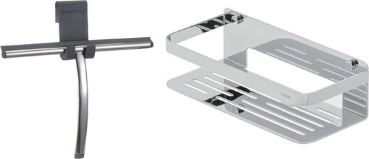 Tiger caddy - doucherek 24 cm met douchewisser inclusief glashaak - raamwisser - chroom