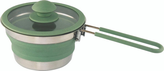 Eurotrail pan met deksel + inklapgrip - opvouwbaar - siliconen - sea green