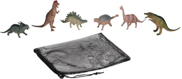Eddy toys dinosaurus speelgoed dino playset 6 stuks - dinosaurus figuren set met opbergnetje - speelgoed dinosaurussen voor kinderen - mini dinosaurus figuurtjes 15 cm