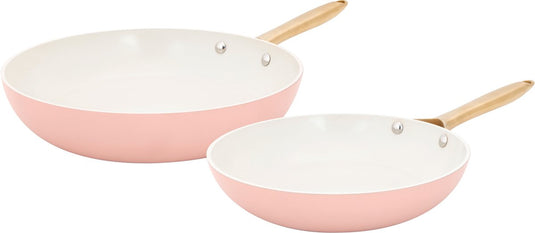 Cosy trendy elegance koekenpannenset 2-delig ø24 28cm - pfas-vrij - inductie koekenpan - snelle opwarming - zonder deksel - pink